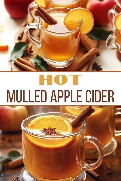 Warm and spiced hot mulled apple cider for fall gatherings Stove Top Apple Cider Recipe, Mulled Hot Apple Cider Recipe, Apple Cider On The Stove, Apple Cider Spices Recipe, Spiced Apple Cider Crockpot, Apple Cider Spices, Mulled Cider Recipe Crockpot, Hot Spiced Cider Recipe, Best Apple Cider Recipe