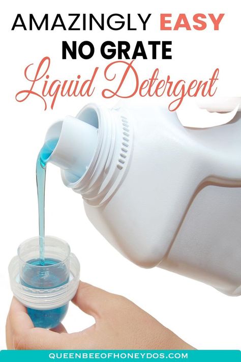 Make your own liquid laundry detergent with this simple (no grate) formula. Perfect for cold water washes! #cleaning #laundry #housekeeping #diy #homemade #hacks #tips #solutions Best Homemade Liquid Laundry Detergent, Diy Tide Laundry Detergent, Homemade Laundry Detergent With Zote, Make Your Own Laundry Detergent Liquid, Homemade Laundry Detergent Liquid For He Washers, Liquid Detergent Diy, Diy Borax Laundry Detergent, Diy Laundry Detergent With Foca, Homemade Liquid Laundry Detergent Recipe