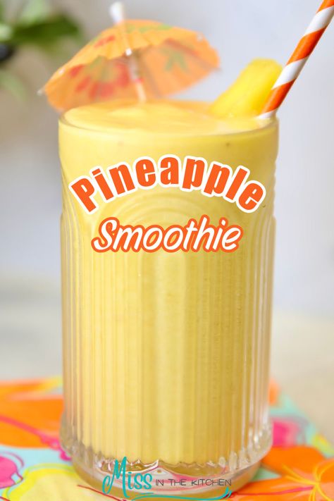 This easy Pineapple Orange Smoothie recipe is perfect for any time of day filled with refreshing flavors that is sure to satisfy. How To Make A Pineapple Smoothie, Smoothie Ideas Fruit, Frozen Pineapple Smoothie, Smoothie Recipes With Orange Juice, Smoothie Recipes Pineapple, Easy Smoothie Recipes 3 Ingredients, Filling Smoothie Recipes, Fruit Smoothies Recipes, Blueberry Pineapple Smoothie