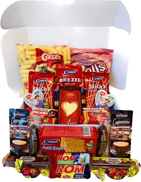 16-18 Romanian Products Brand A Taste Of Romania Package information Box,Packet Number of items 1 Item form Rolls Age range (description) Treats And Sweets, Romania Food, Retro Sweets, Gift Jar, Sweets Gift, Romanian Food, Snack Box, Try Something New, Food Gifts