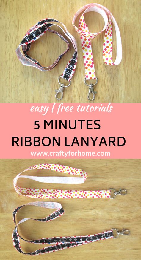 Easy Ribbon Lanyard | Easy to follow tutorials on how to make ribbon lanyard. An easy DIY craft project for kids and grown up. Use the colorful ribbon for fun. #ribbonlanyard #easylanyard #DIYlanyard #easyribboncrafts for full tutorials on www.craftyforhome.com Diy Disney Lanyard, Making A Lanyard, Lanyard Diy How To Make, Diy Badge Lanyard, Ribbon Crafts To Sell, Crafts With Ribbon, Easy Ribbon Crafts, Diy Lanyards, Making Lanyards