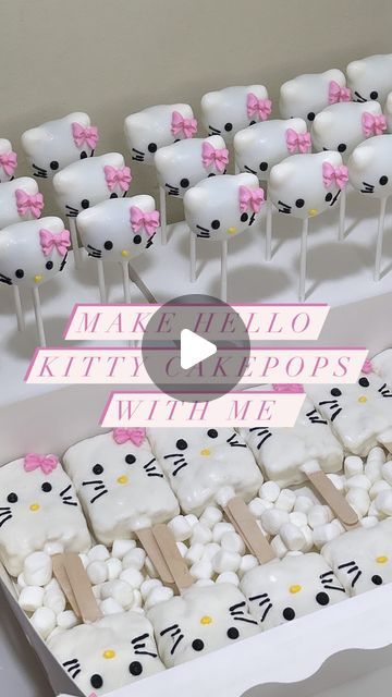 Hello Kitty Sweet Table, Hello Kitty Treats Diy, My Melody Cakes Birthday, Hello Kitty Cake Pops Ideas, Hello Kitty Party Theme Ideas, Hello Kitty Birthday Ideas Decoration, Hello Kitty Pretzels, Hello Kitty Dessert Table Ideas, Hello Kitty Cakepops