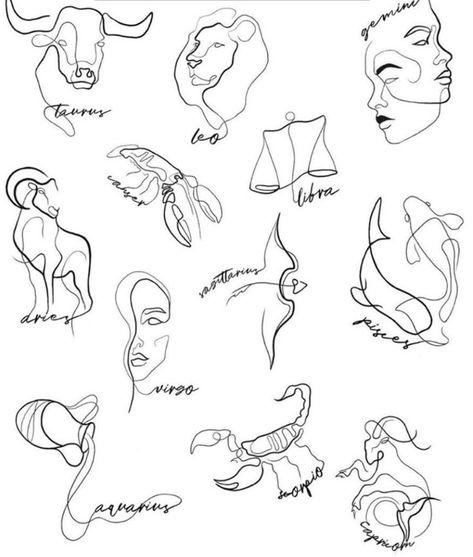 Line Art Zodiac Signs, Mom Daughters Tattoo Design, Zodiac Line Tattoo, Dainty Greek Mythology Tattoos, Astro Tattoo, Zodiac Line Art, Unique Meaningful Tattoo Ideas, Gemini Tattoo Ideas, Tattoo Horoscope