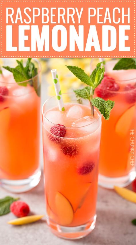 Raspberry Peach Lemonade, Perfect Summer Drink, Peach Lemonade, Drink Recipes Nonalcoholic, Summer Drink Recipes, Lemonade Drinks, Refreshing Summer Drinks, Homemade Lemonade, Raspberry Lemonade