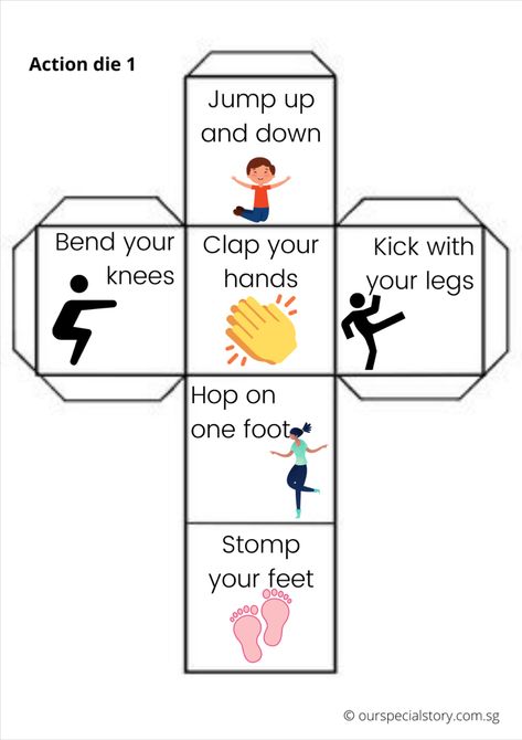 📣 New theme! Time to get up and move with our Body Parts Dice Game! Being aware of one's own body is an important aspect of a child's development. Play this game now! Roll The Dice Movement Game, Part Of The Body For Kids, Body Parts For Kids Activities, Body Parts Crafts For Kids, Parts Of The Body For Kids Activities, Parts Of The Body Activities, Roll And Move Game, Movement Dice, Dice Games For Kids