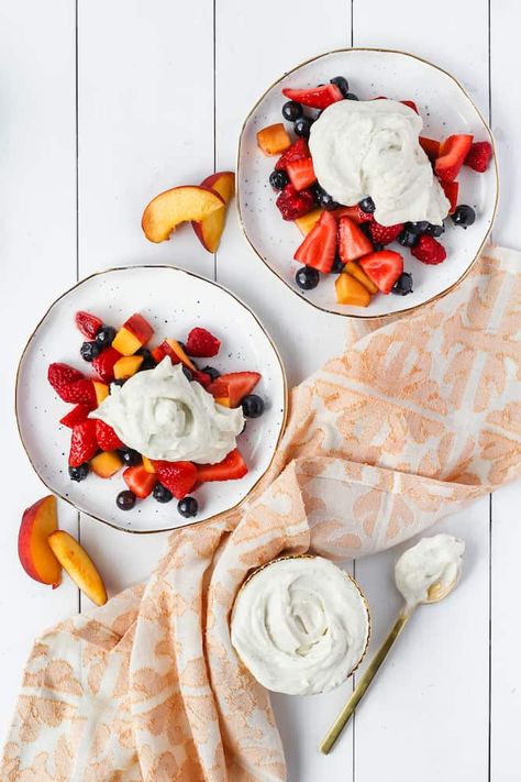 Fruit With Whipped Cream, 6 Meals A Day, Strawberries And Raspberries, Sweet Whipped Cream, Recipes With Whipping Cream, Seasonal Fruit, Vanilla Whipped Cream, Coconut Whipped Cream, Snacks For Work