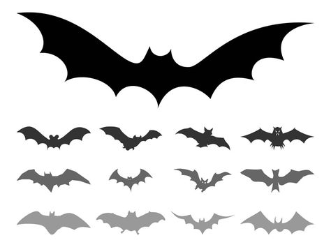 Bat Silhouette Vector Bat Outline, Cartoon Bat, Bat Decorations, Bat Silhouette, Halloween Bat Decorations, Bat Tattoo, Halloween Silhouettes, Room Stickers, Animal Icon