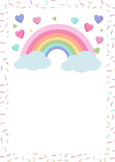 Baby Shower Nubes Y Arcoiris, Baby Shower Arcoiris Decoracion, Rainbow Party Invitations, Rainbow Invitation, Baby Scrapbook Album, Rainbow Party Decorations, Rainbow Invitations, Unicorn Invitations, Rainbow Birthday Party