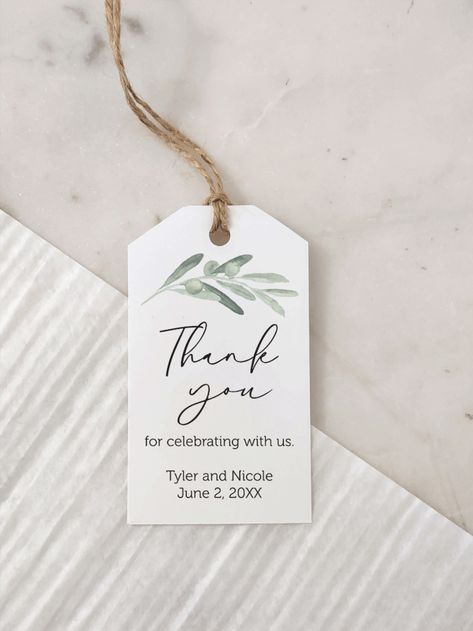 Printed Tags Thank You Wedding Favor Tags, Printed Thank you wedding tags, Greenery, Olive Branch Italian Wedding Tag, Favor Tag, Engagement Baby Shower Tags, Wedding Tags, Tag Print, Wedding Favor Tags, Wedding Diy, Olive Branch, Diy Wedding Decorations, Phoenix Az, Wedding Favor