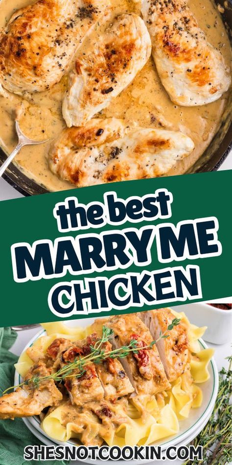 This delicious Marry Me Chicken recipe marries tender, juicy chicken in a parmesan cream sauce with sundried tomatoes. It's a rich, flavorful dish the whole family will love! Add it to your next meal planning session! One Pot Dinners, School Dinner Recipes, Marry Me Chicken Recipe, Marry Me Chicken, Easy Family Dinner, Parmesan Cream Sauce, Comfort Casseroles, Chicken Easy, Sundried Tomatoes