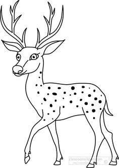 Wild Animal Drawings Simple, Deer Clipart Black And White, Wild Animals Drawing Easy, Deer Outline Drawing, Animal Outline Drawing, Deer Black And White, Animals Outline, Picture Outline, Deer Outline