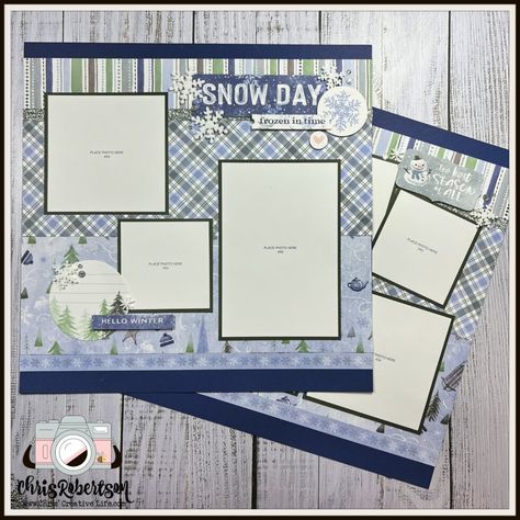 Gnomes For Winter Ctmh, Ctmh Gnomes For Winter, Stampin Up Scrapbooking Layouts Ideas, Winter Scrapbook Layouts, Winter Gnomes, Winter Scrapbooking, Scrapbook Christmas, Ctmh Layouts, Winter Paper