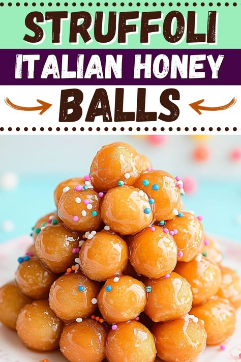 Struffoli Italian honey balls are a delightful treat that combines a light, orange-infused dough with a rich honey coating, perfect for festive occasions. Italian Snack Recipes, Struffoli Recipe Italian, Honey Dessert Recipes, Italian Honey Balls, Struffoli Recipe, Honey Balls, Italian Christmas Desserts, Italian Breakfast Recipes, Honey Snacks