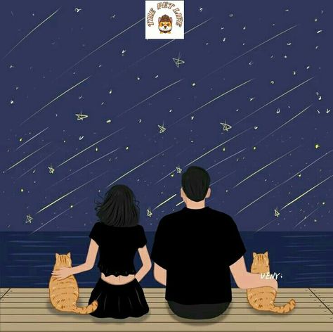 Couple With Cat, Coffee Art Drawing, Cat Park, Wall Pics, Book Cover Artwork, Love Cartoon Couple, Cover Wattpad, Art Journal Therapy, Bff Quotes