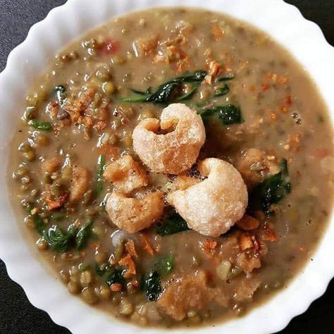 Monggo beans with chicharon filipino food Filipino Food, Filipino Recipes, Meatballs, Love This, Ethnic Recipes, Quick Saves