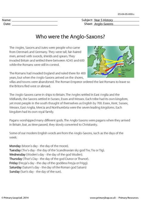 PrimaryLeap.co.uk - Who were the Anglo-Saxons? Information sheet Worksheet History Anglo Saxon Revision, Anglo Saxon Period, Anglo Saxon Literature, Anglo Saxons Ks2, Anglo Saxon Language, History Gcse, Anglo Saxon Clothing, Viking Facts, Anglo Saxon Kingdoms