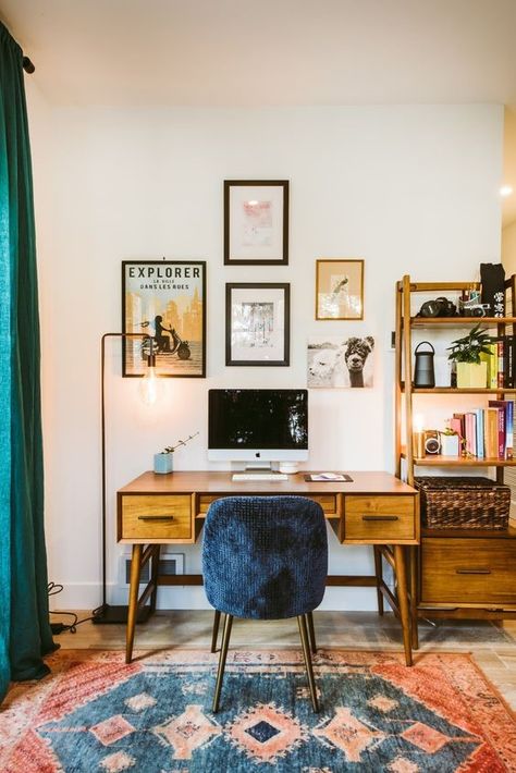 Monday Motivation: seven simple ways to jazz up your home office Bowman Riley Sala Grande, Living Vintage, Interior Vintage, Living Modern, Rug Inspiration, Office Makeover, Style Deco, Decor Essentials, Office Essentials