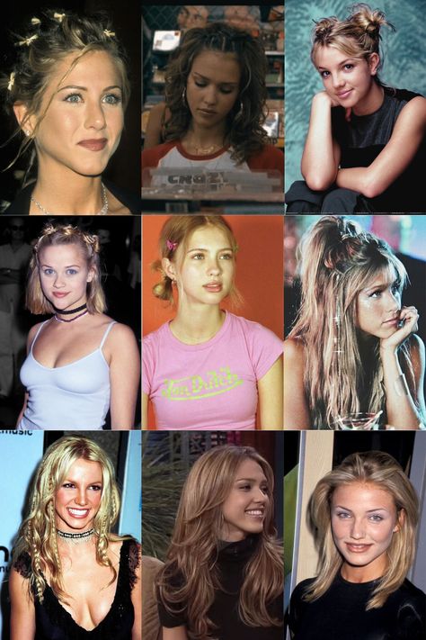 200’s Hairstyles, 90s Summer Hairstyles, 90s Movie Hairstyles, 90s Hairstyles With Clips, 90s Hairstyles Inspiration, 90s Hairstyles Aesthetic, 1999 Outfit Ideas, 90s Hair Clips Style, 90d Hairstyles