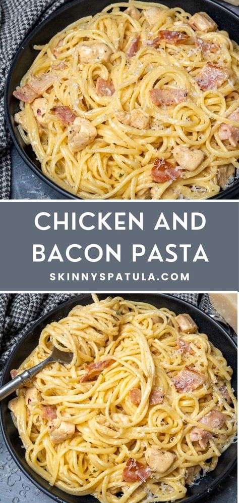 Chicken And Bacon Recipes Pasta, Chicken Pasta And Bacon Recipes, Easy Chicken Bacon Recipes, Pasta With Bacon And Chicken, Chicken Bacon And Pasta Recipes, Chicken Bacon Spaghetti Recipe, Bacon And Chicken Pasta Recipes, Pasta Chicken Bacon Recipes, Chicken Bacon Carbonara Pasta Easy