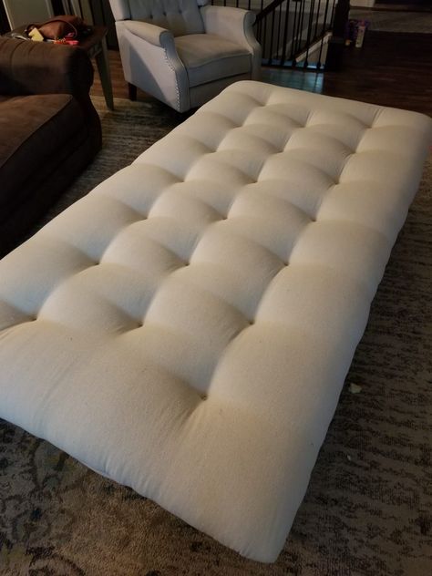 How To Build A Headboard Diy, Diy Fabric Headboard Queen, Tuffet Bed, Diy Tuffed Headboard King, Tufted Headboard Bedroom Diy, Diy Tufted Bed Frame, Diy Tuffed Headboard Ideas, Diy King Headboard Upholstered, Diy Fabric Bed Frame