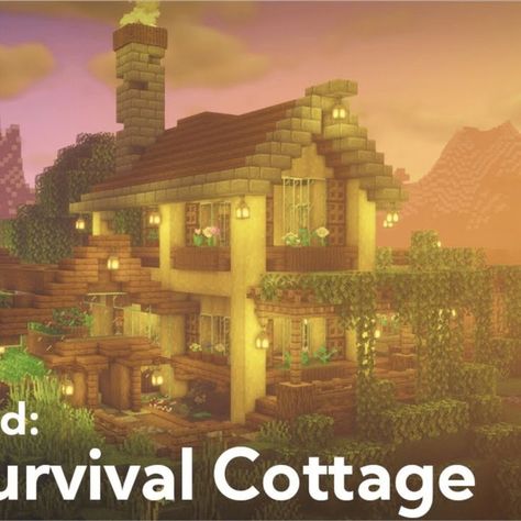 This Cozy Survival Cottage With a greenhouse is one of the best Minecraft cottage ideas. The house is built from a combination of stone brick foundations, glass for natural lighting, smooth ‘painted’ walls, and tons of tiny details. Minecraft Cottage Ideas, Cottage Minecraft House, Cottage Minecraft, Minecraft House Ideas, Survival House, Cozy Cottagecore, Minecraft Cottage, Cool Minecraft Houses, House Foundation