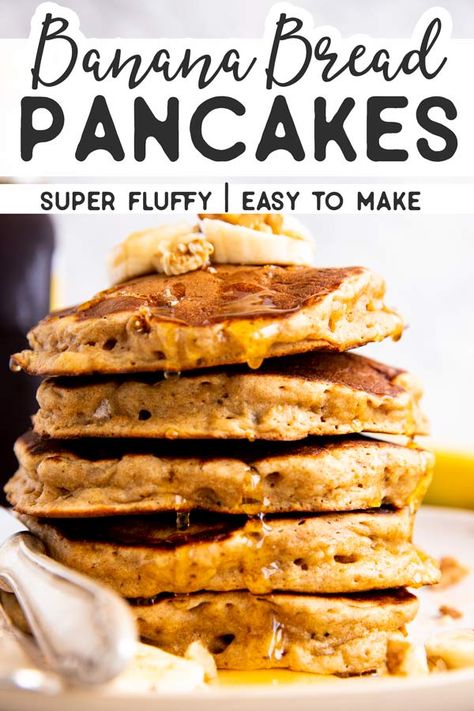 Banana Bread Pancakes Easy, Small Batch Banana Pancakes, Recipes Using Mashed Bananas, Banana Bread Pancake Mix Recipe, Banana Pankaces, Mashed Banana Pancakes, Breakfast With Bananas, Banana Buttermilk Pancakes, Best Banana Pancakes