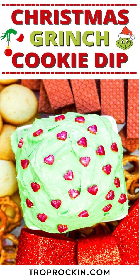 Christmas Dessert Recipes Grinch, Grinch Cookie Dip, Grinch Dip Recipe, Grinch Dip Cream Cheeses, Grinch Dip, Grinch Desserts, Grinch Snack, Grinch Cookies, Dessert Dip Recipes