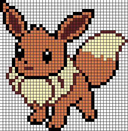 Eevee Pattern, Pokémon Eevee, Pixel Pokemon, Pixel Art Minecraft, Image Pixel Art, Perler Beads Ideas, Pokemon Perler, Pokemon Cross Stitch, Modele Pixel Art