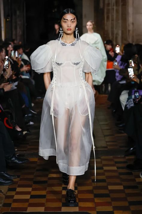 Simone Rocha Fall 2024 Ready-to-Wear Runway, Fashion Show & Collection Review [PHOTOS] Silk Organza Dress, Petal Sleeve, Organza Dress, Fashion Show Collection, Fall 2024, Corset Dress, Jean Paul Gaultier, London Fashion Week, Fashion News