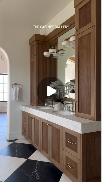 The Cabinet Gallery Utah on Instagram: "Step into luxury! Our client’s master bathroom transformation featuring a stunning custom double sink vanity, exquisite reeded cabinet detail, and timeless black and white large tile for that classic, sophisticated vibe.

Custom cabinetry: @thecabinetgalleryutah 

#BathroomGoals #utahcustomhomes #utahhomes #interior_and_living #interior123 #masterbathroom #primarybathroom #bathroomdesign #bathroominspiration #reededvanity #reededcabinetry #bathroomvanity #utahinteriordesign" Double Sink Bathroom Ideas, Bathroom Double Sink, Cabinet Detail, Cabinet Detailing, Bathroom Transformation, Large Tile, Double Sink Vanity, Double Vanity Bathroom, Bathroom Goals