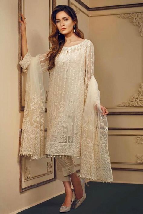 Pakistani salwar kameez suit original Baroque designer Indian | Etsy Nikkah Dress, Pakistani Formal Dresses, Salwar Kamiz, Embroidered Chiffon, Silk Suit, Mode Chic, Dress Indian Style, Pakistani Dress Design, Pakistani Designers