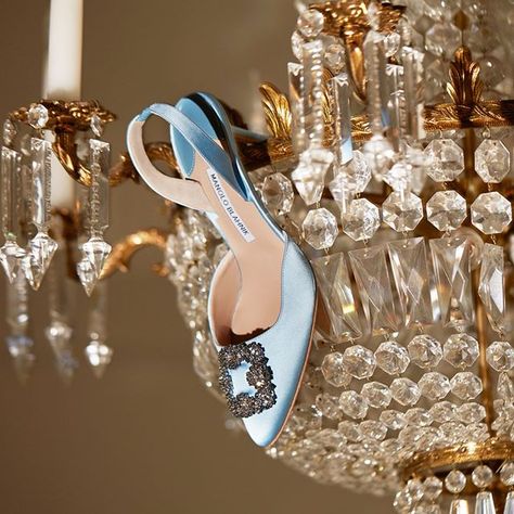 Manolo Blahnik on Instagram: “Swinging from the chandelier in high-shine #Hangisli #ManoloBlahnik #MarriedinManolos.” Blue Manolo Blahnik Shoes, Manolo Blahnik Wedding Shoes, Best Dress Shoes, Manolo Blahnik Blue, Manolo Blahnik Sandals, Thick Heel Shoes, Manolo Blahnik Hangisi, Crystal Heels, Blahnik Shoes