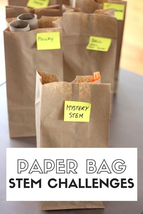 Paper bag STEM challenges week of STEM activities for kids Stem Lesson Plans, Stem Activities For Kids, Stem Club, Easy Stem, Steam Ideas, Stem Elementary, Teaching Stem, Stem Lab, Stem Lesson