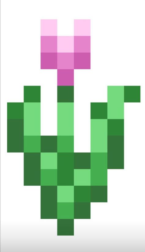 Minecraft Flower Printable, Pink Tulip Minecraft, Minecraft Rock Painting Ideas, Minecraft Flower Drawing, Pixel Art Grass Tutorial, Minecraft Item Pixel Art, Minecraft Flowers Pattern Grid, Minecraft Flower Template, Minecraft Flower Painting