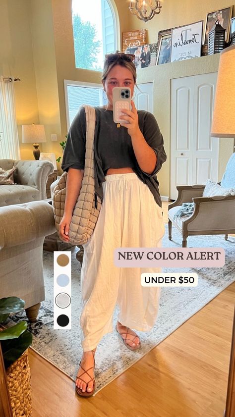 Quinn Pants curated on LTK Quinn Pants Outfit, Float Pants Outfit, Nannying Outfits, Flowy Pants Outfit Dressy, Summer Postpartum Outfits, Flowy Pants Outfit Summer, Flowy Summer Outfits, Pants Outfit Dressy, Palette Wardrobe