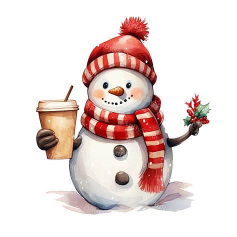 Snowman With Cups, Xmas Clipart, Snowman Dress, Snowman Clipart, Create Christmas Cards, Holiday Snowmen, Free Printable Art, Holiday Invitations, Hat And Scarf