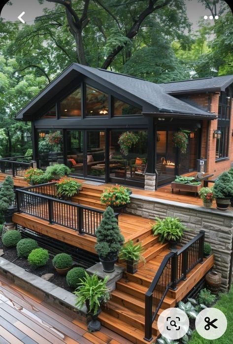 Multilevel Deck Ideas Layout, Multilevel Deck Ideas, Upper Deck Ideas, Deck Off Back Of House, Backyard Deck Ideas, Two Level Deck, Seating Storage, Modern Deck, Covered Deck