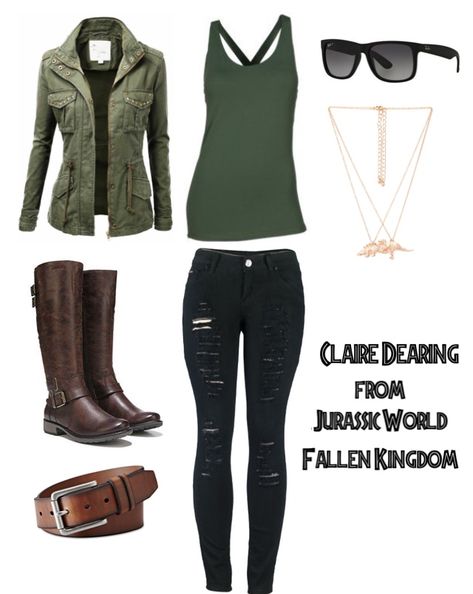 Jurassic World: Fallen Kingdom’s Claire Dearing Inspired Outfit ***I do not own these images*** Woman’s Jurassic Park Costume, Jurassic World Inspired Outfits, Jurassic World Family Halloween Costumes, Jurassic Halloween Costume, Claire Jurassic World Costume, Jurassic World Halloween Costume, Jurassic World Outfit Ideas, Jurassic World Costume Family, Jurassic Park Costume Women