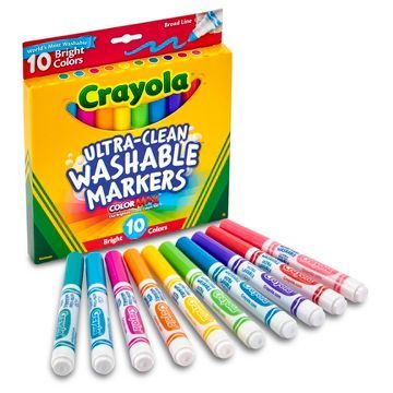 Crayola Markers, Kids Doodles, Kids Art Supplies, Crayola Crayons, School Sets, Washable Markers, Highlighters Markers, 10 Count, Teacher Supplies