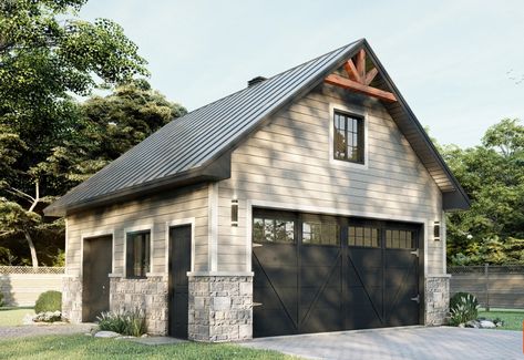 Garage On Side Of House, Construction Garage, Detached Garage Designs, Architectural Technologist, Garage Transformation, Garage Plans Detached, Plan Garage, Metal Building House Plans, Farmhouse Garage