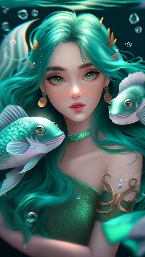 Anime Mermaid Female, Pisces Girl, Anime Mermaid, Mermaid Illustration, Mens Inspiration, Real Mermaids, Pisces Sign, Astrology Art, Fantasy Images