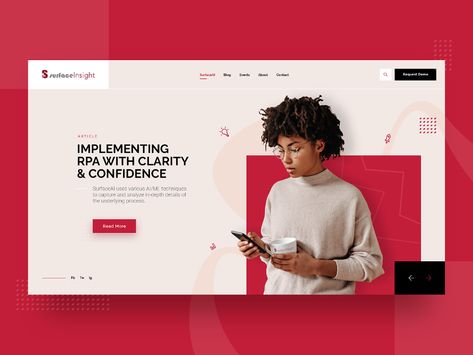 Consulting Company Web Design Mockup by Rez Felix for Seahawk on Dribbble Hero Image Web Design Inspiration, Website Hero Design Inspiration, Web Hero Design, Hero Page Web Design, Hero Web Design, Website Hero Design, Red Web Design, Website Mockup Design, Red Website Design