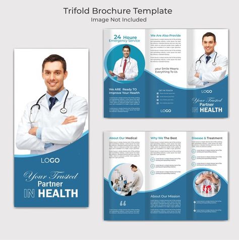 Vector medical and healthcare tri fold b... | Premium Vector #Freepik #vector #brochure-template #trifold-brochure #medical-trifold #healthcare-trifold Medical Trifold Brochure Design, Tri Fold Brochure Design, Tri Fold Brochure Template, Label Ideas, Brochure Design Layout, Healthcare Business, Professional Brochure, Trifold Brochure Design, Fold Brochure