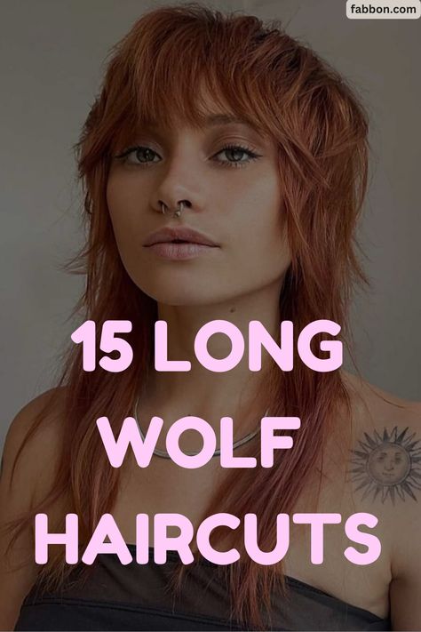 🐺 Save the pin 🐺 These 15 long wolf haircuts are bold, edgy, and full of texture! Perfect for adding volume and movement, this haircut blends shaggy layers with a modern touch. Get inspired and rock this effortlessly cool style! Curtain Bangs Red Hair, Red Hair Wolf Cut, Wolf Cut For Long Hair, Long Asymmetrical Hairstyles, Bangs Red Hair, Shaggy Wolfcut, Wolf Cut With Curtain Bangs, Curly Wolf Cut, Wolf Haircuts