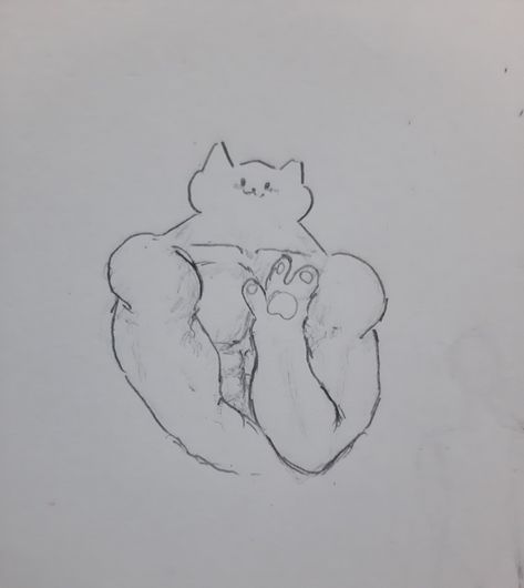 a buff cat with human abs and chest and arms but with paws and a cat head, its also waving at you btw its cute but buff Buff Cat Drawing Funny, Buff Cat Doodle, Buff Cat Drawing, Em Aesthetic, Silly Expressions, Buff Cat, Paw Wallpaper, Silly Doodles, Cute Cat Drawing