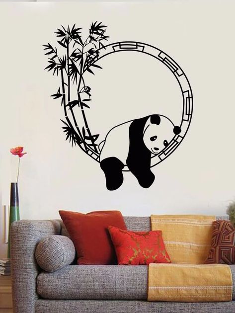 Cartoon Panda Pattern Wall Sticker | SHEIN USA Panda Wall Painting, Cartoon Wall Painting Ideas, Wall Drawing Ideas Creativity, Wall Drawing Bedroom, Room Wall Drawing, Wall Drawing Ideas, Cartoon Wall Painting, Simple Wall Paintings, Future Punk