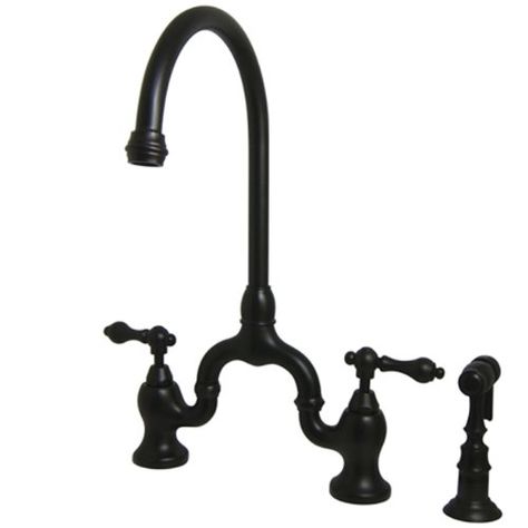 Kitchen Faucets Shop - The Inspired Room Oil Rubbed Bronze Kitchen Sink, Bronze Kitchen Sink, English Country Kitchen, Bridge Faucet Kitchen, Rubbed Bronze Kitchen, Kitchen Faucet Design, Oil Rubbed Bronze Faucet, Bridge Kitchen Faucet, Bridge Faucet