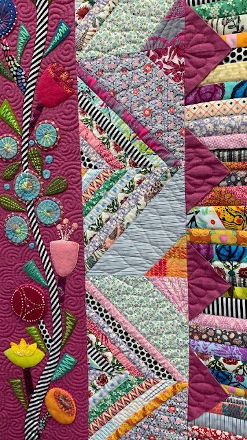 Wendy's Quilts and More: Tutors' Exhibition at Symposium Colourful Quilts, Quirky Quilts, Floral Quilts, Quilt Scraps, Medallion Quilts, Necktie Crafts, Jen Kingwell, Crazy Quilts Patterns, Quilt Borders