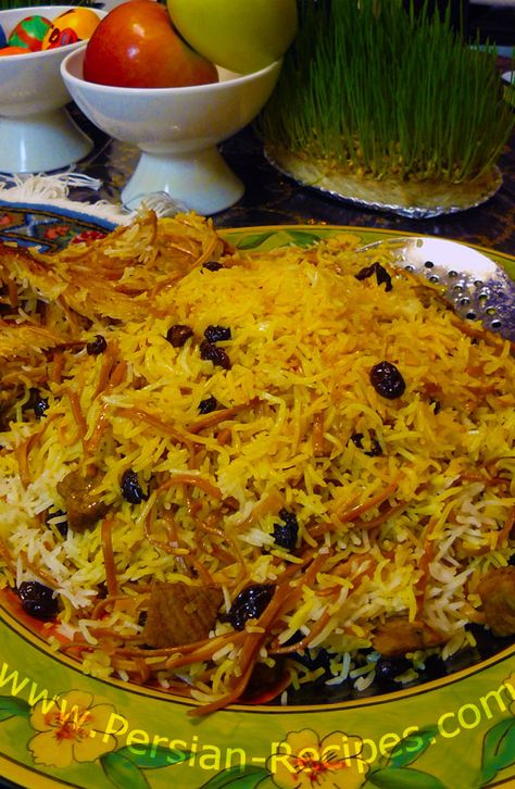 Reshteh Polo – Persian Recipes Iranian Dishes, Persian Rice, Iran Food, Iranian Recipes, Persian Recipes, Iranian Cuisine, Middle East Recipes, Persian Cuisine, Iranian Food