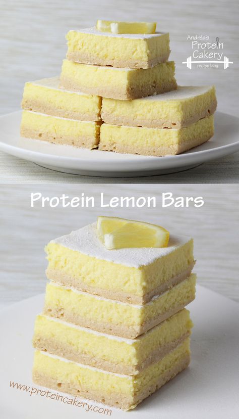 High Protein Lemon Bars, Protein Lemon Cake, Protein Bar Recipes Low Carb, Protein Filled Recipes, High Protein Lemon Loaf, High Protein Bakes, Cottage Cheese Protein Bars, Lemon Protein Bars Recipe, Protein Lemon Bars